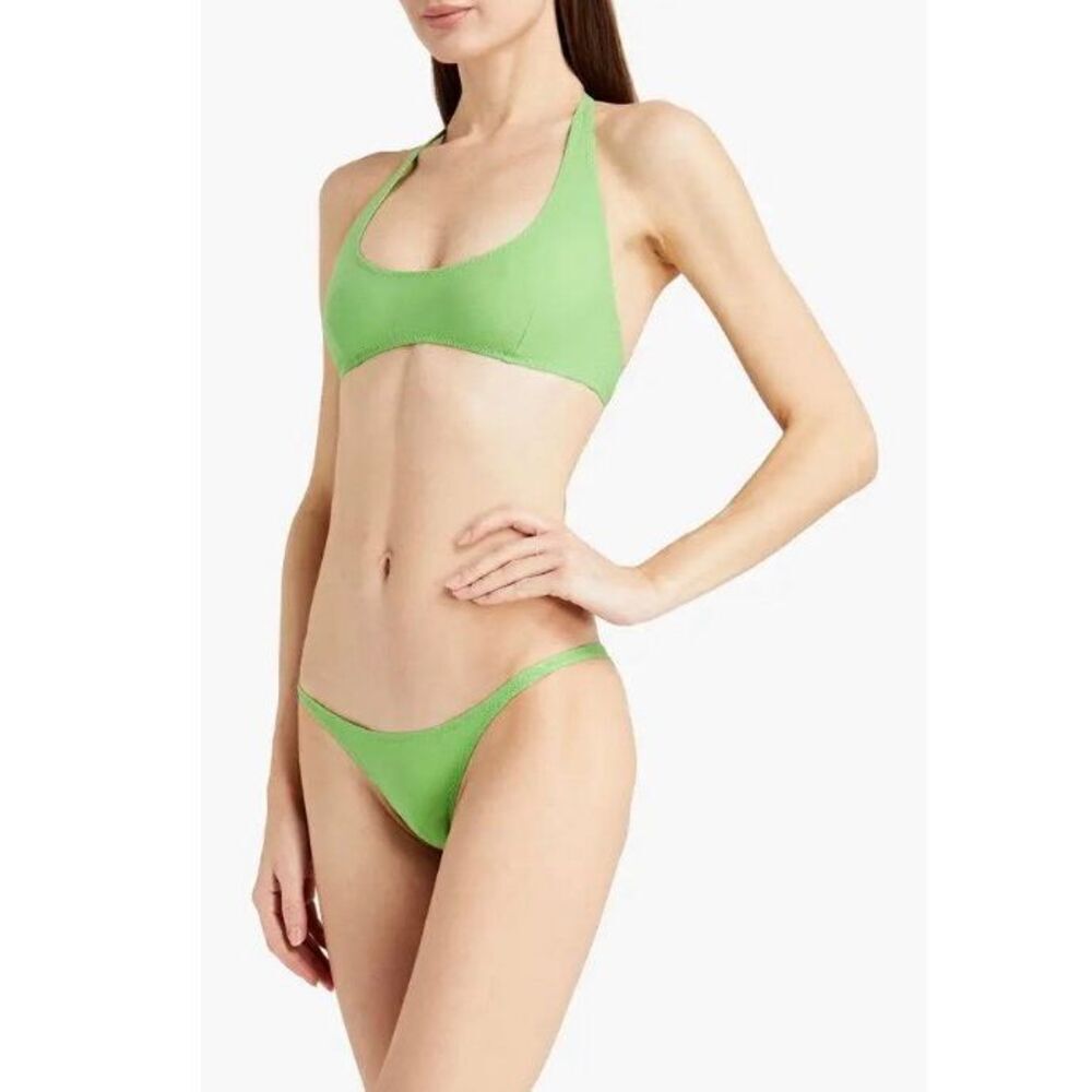 LISA MARIE FERNANDEZ Stretch-Crepe Bikini | Lime Green in 10